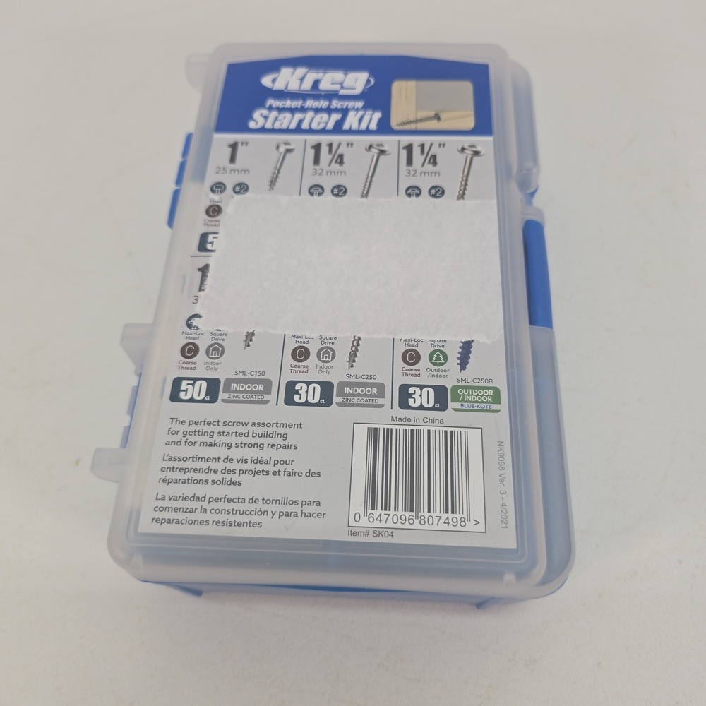 Kreg Pocket-Hole Screw Starter Kit SK04 Kreg SK04 647096807498 Steel